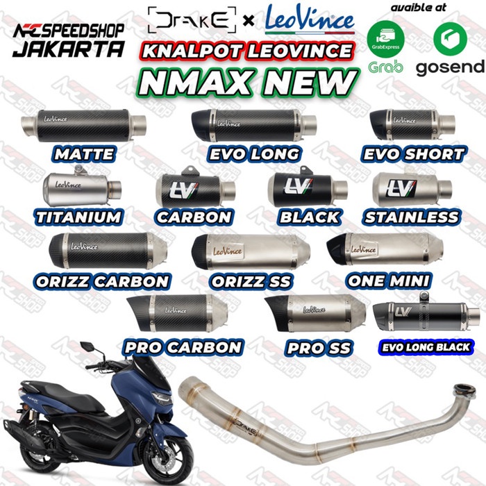 Mantab Knalpot Header R9 Drake Yamaha Nmax 155 New Nmax Turbo + Silencer Leovince Series