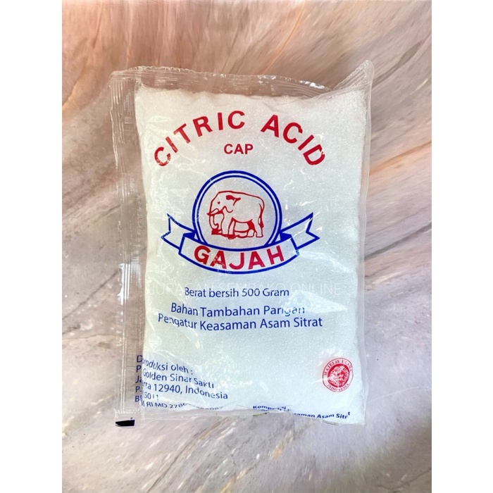 

Ready Stok" Citric Acid Cap Gajah 500Gr Sitrun Citrun Asam Sitrat