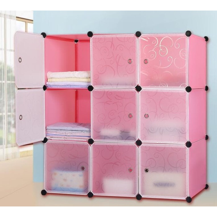 LEMARI PAKAIAN RAK SERBAGUNA SUSUN PLASTIK LEMARI BAJU 9 PINTU :)