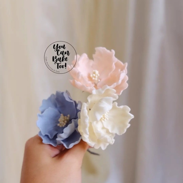 

Ready Stok" Mini Peony Flower Elastic Gumpaste