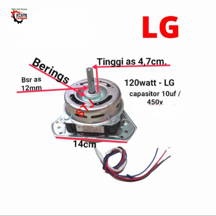 DINAMO/MOTOR MESIN CUCI SPIN PENGERING LG 2TABUNG 120watt 10uf 450v