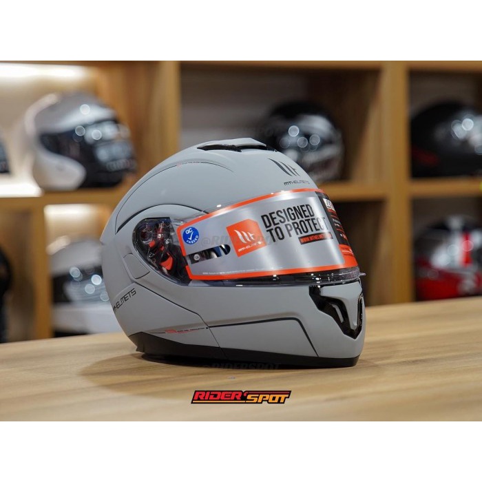 HELM MOTOR MT ATOM HELMET SV MATT GRAY A12 MODULAR HELMET ORIGINAL