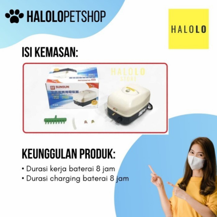 Aerator yt 838 sunsun ac/dc hi blow air pump pompa udara kolam