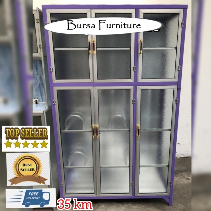 Rak Piring Full Box 3 Pintu /Rak Piring Full Box Alunium Bawah Plat