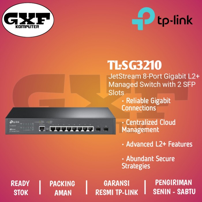 TP-LINK TL-SG3210 JetStream 8-Port Gigabit L2+ Managed Swit with 2 SFP Slots