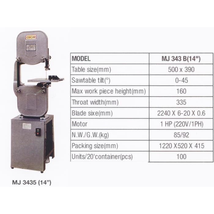 14" MESIN GERGAJI KAYU UKIR BESAR BANDSAW BAND SAW 14 " IN OSCAR
