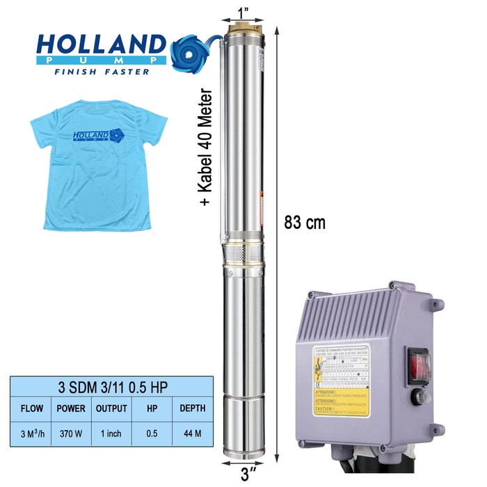 Terlaris Pompa Air Satelit Submersible Pump 1/2 Pk 0.5 Hp 3 Inc Kabel 40 Meter