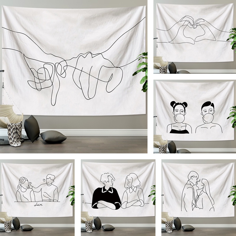 Permadani Dinding Gantung Dinding Abstraksi Pasangan LED Kamar Tidur Gantung Dekorasi Asrama Dekoras