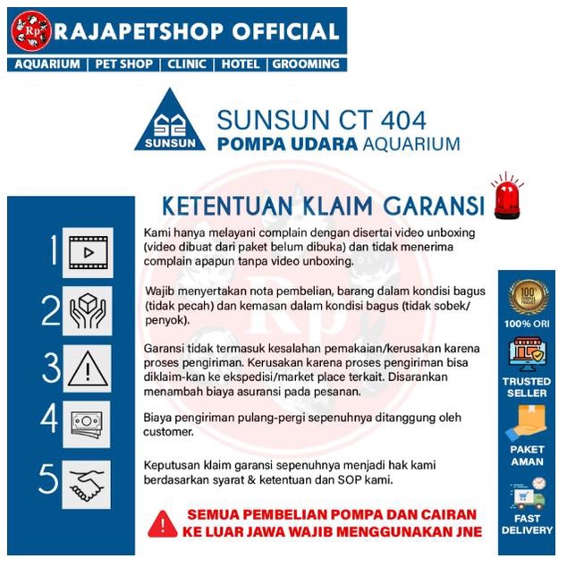 (POMPA UDARA) SUNSUN CT 404 POMPA UDARA AERATOR 4 LUBANG AQUARIUM AIR PUMP OKSIGEN