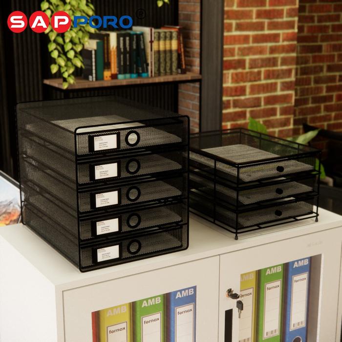 

Sapporo Velta - Rak Dokumen File Rack Document Shelf Organizer Besi Hitam