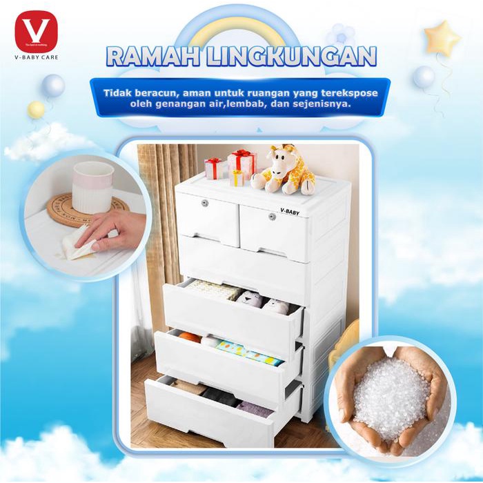 KUYY V-BABYCARE MEJA NAKAS PLASTIK KAMAR TIDUR , KOTAK TEMPAT PENYIMPANAN MAINAN, LOKER LEMARI