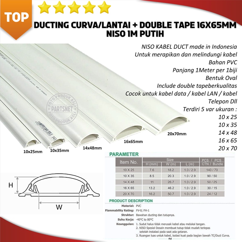NISO Kabel Duct Oval Curva Floor Protect ducting  double tape 16x65