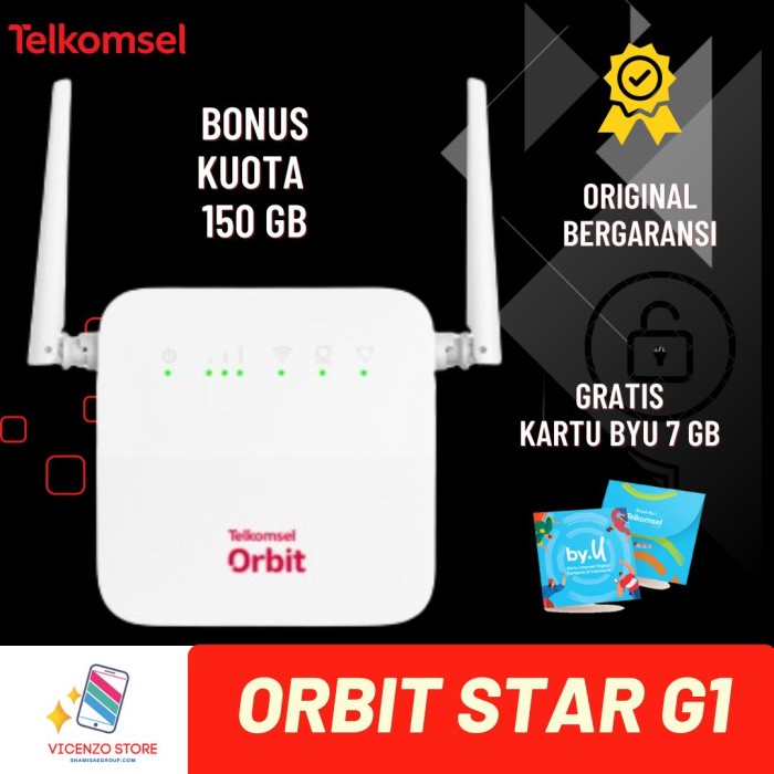 Telkomsel Orbit Star G1 Modem Wifi 4G Free Kartu by.U 7 GB