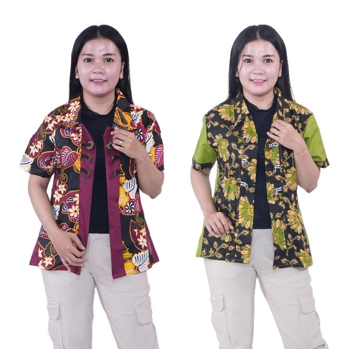 BERKUALITAS Oralia Blouse Batik Outer BigSize LD 140 / Atasan Batik Outwear Jumbo