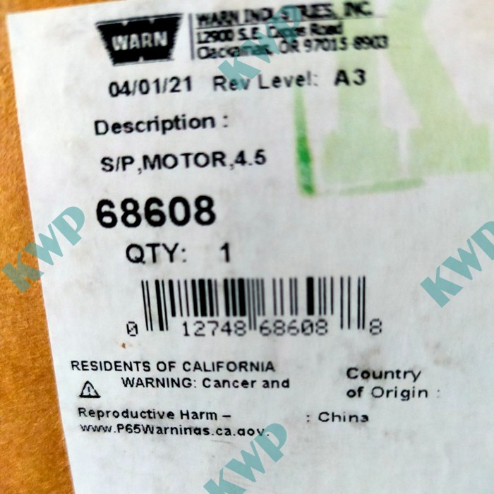 MOTOR WINCH WARN 9.5 XP