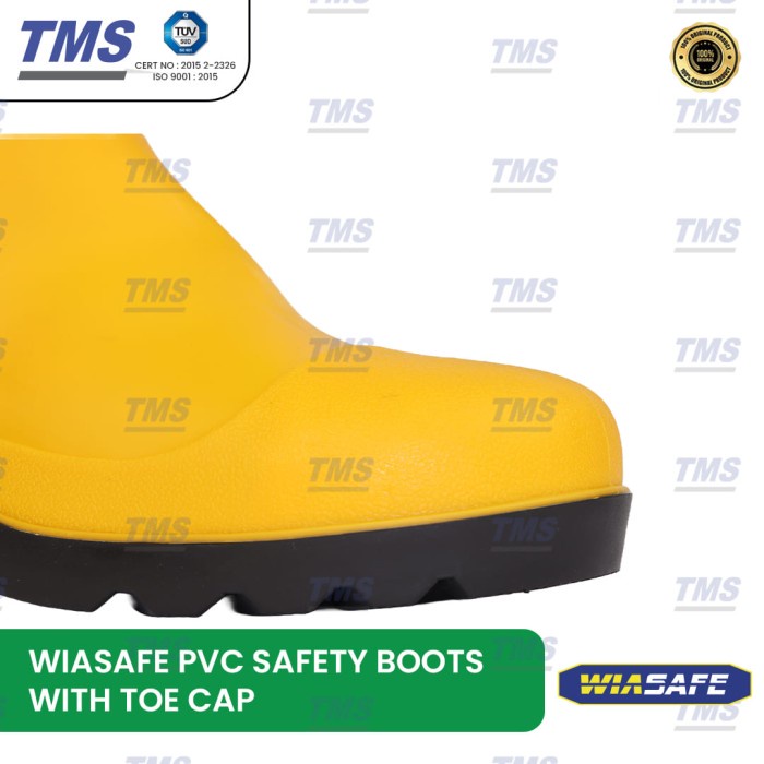SALE  SEPATU SAFETY BOOTS KUNING WIASAFE PVC SAFETY BOOTS TOE CAP - ORIGINAL READYY