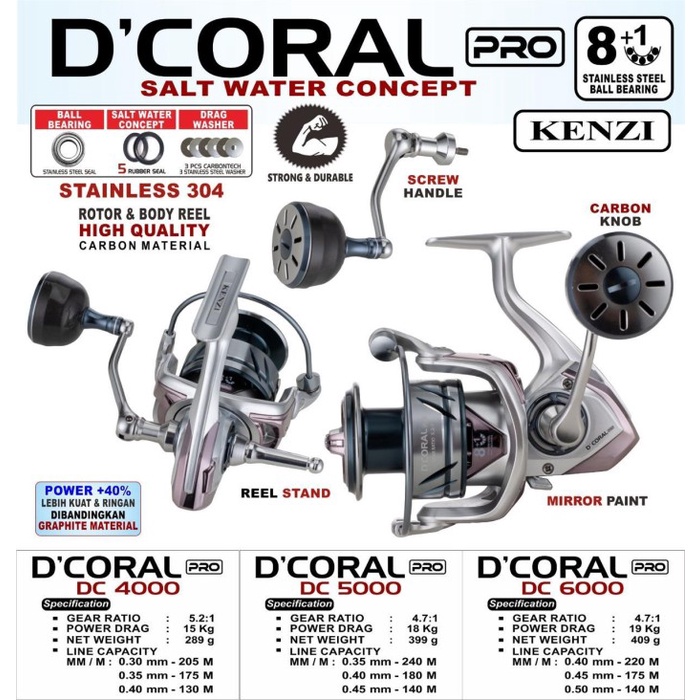 KENZI D'CORAL PRO BODY CARBON with REEL STAND SW REEL 4000 5000 6000