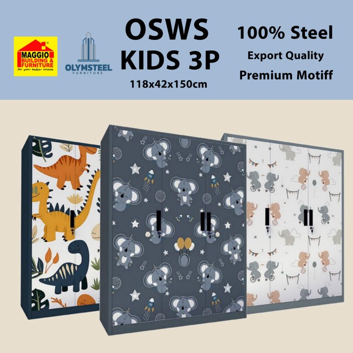 Ready Stok" Lemari Pakaian Anak Besi - Lemari Pakaian Besi - Lemari Besi - Osws Kids - Olymsteel