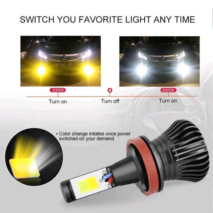 Foglamp mobil 2 warna H11 H16 kuning putih led cob
