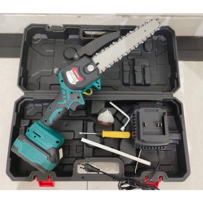 ,,,,,,,] Modern M58 Cordless Chainsaw Mesin Gergaji Kayu Pohon Baterai
