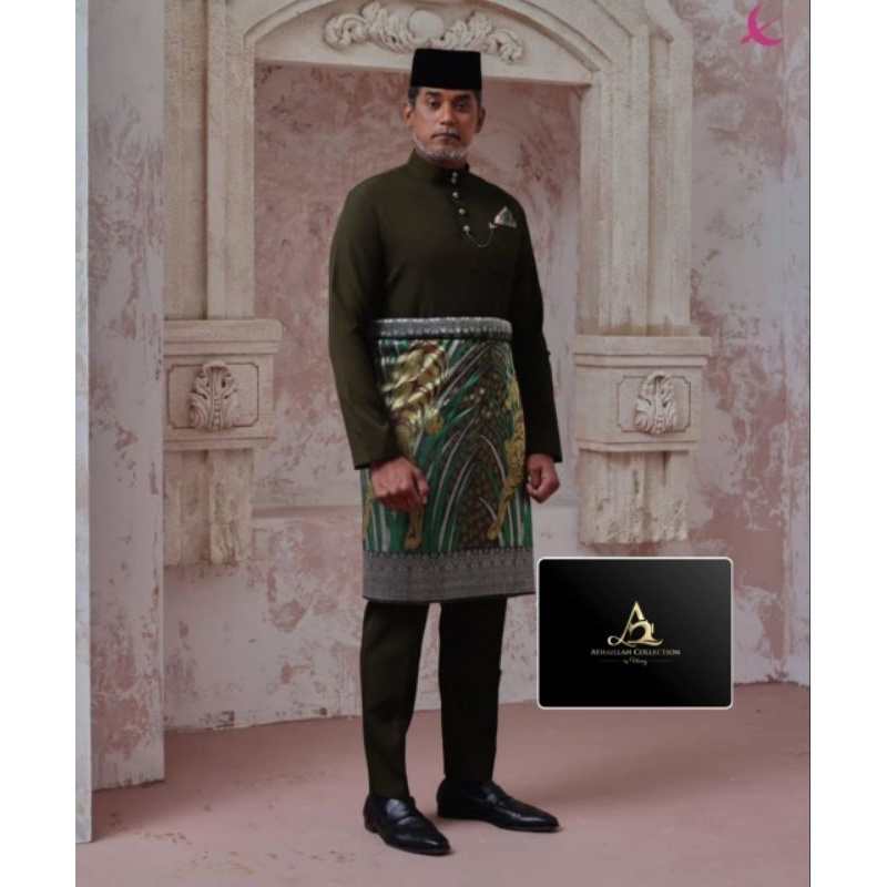 BEST DEALS Setelan Baju Teluk Belanga Pria Kurung Melayu Baju Koko Muslim Satin Silk Premium