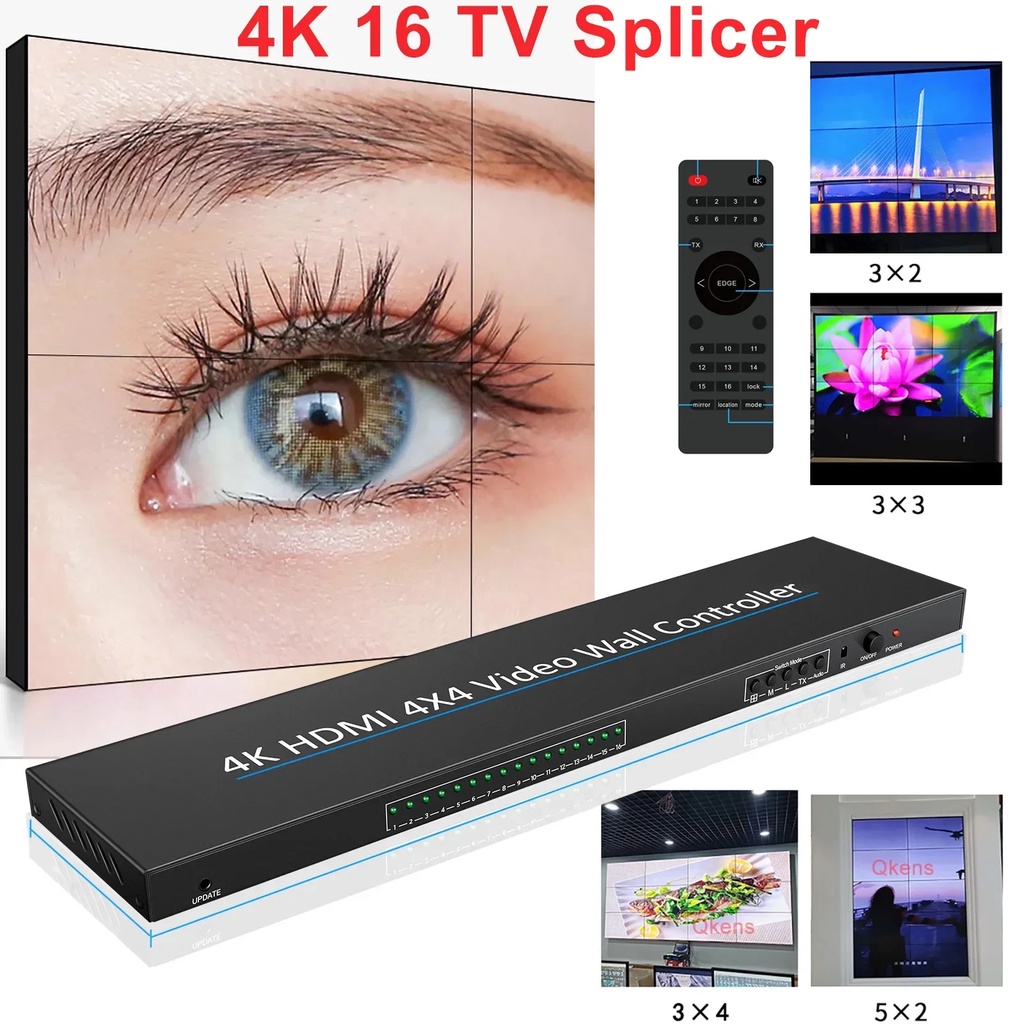 BARU 4K 4x4 HDMI Video Wall Controller 2 3 4 6 8 9 10 14 15 16 TV Wall Video Splicer 2x2 3x3 3x4 2x6