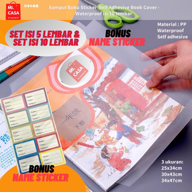 

Disc Mi.Casa- Sampul Buku Sticker/ Self Adhesive Book Cover Isi 10 Lembar Bonus Sticker