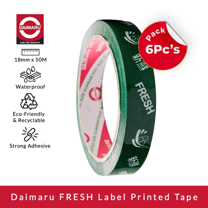 

[Paket Isi 6pcs] Daimaru OPP Printed Tape Lakban Fresh 18mm x 50meter