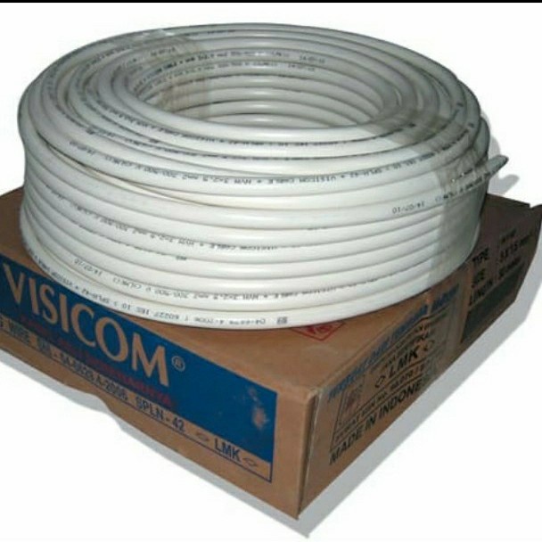 NEW Kabel nym 2x1,5mm tunggal isi 2 type NYM 2x1,5mm VISICOM harga 1 rol 50m putih