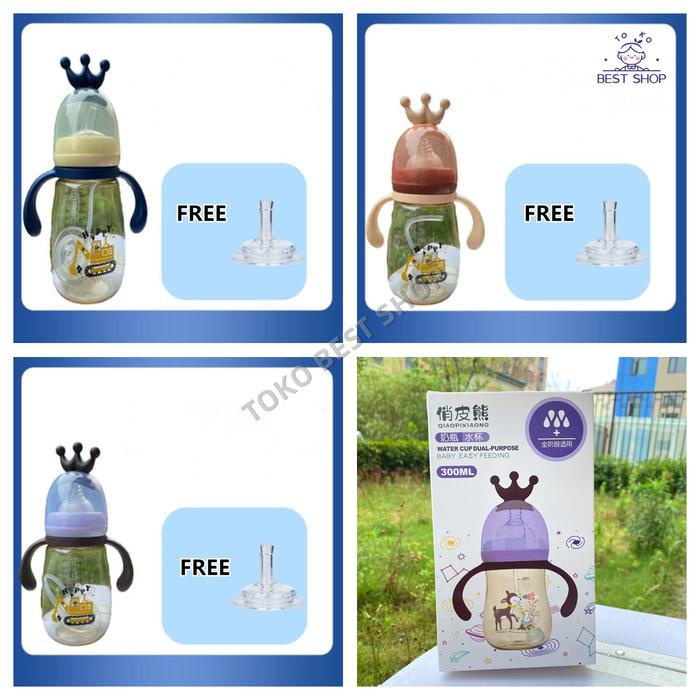 JTTOP" BOTOL MINUM ANAK/BOTOL 2 IN 1 DOT DAN/KARAKTER RABBIT BEAR TUTUP CLIP/IMPORT/BOTOL KARTUN