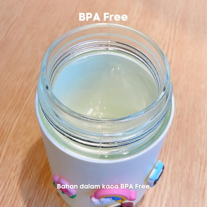 JTTOP" BOTOL MINUM KACA BOTOL MINUM ANAK KARAKTER LUCU TUMBLER VACUMM FLASK NICE 500ML BPA FREE TALI