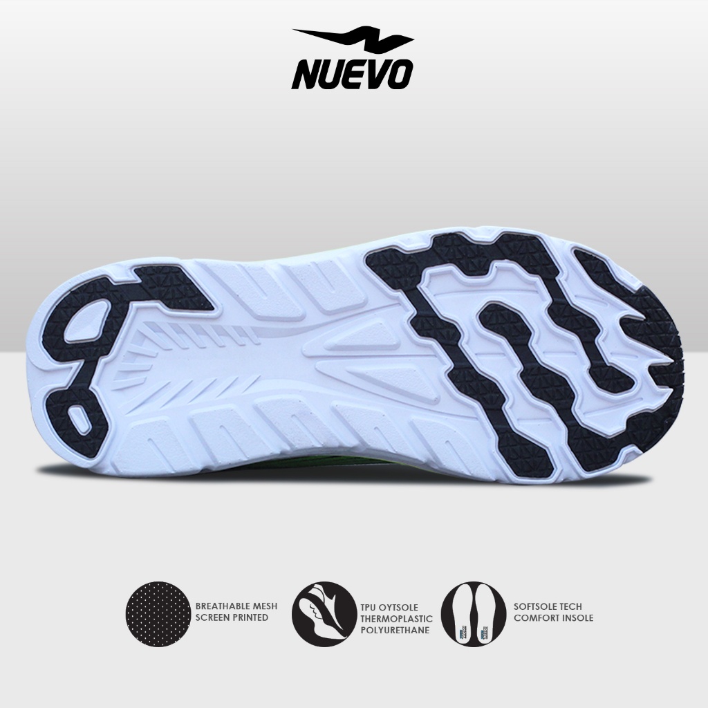 BIG SALE NUEVO - Sepatu Lari Pria Dexter Putih Orens Olahraga Running Gym Ringan