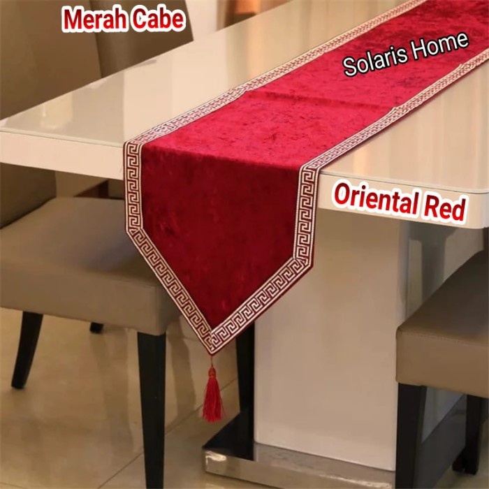 Terlaris Taplak Panjang 250Cm Runner Meja Makan Polos Bludru Simple Mewah SALE