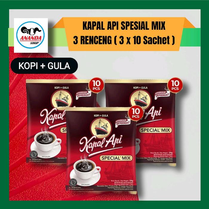 

KAPAL API SPECIAL MIX KOPI + GULA 24GR - 3 RENCENG ( 3 X 10 SACHET ) PROMO