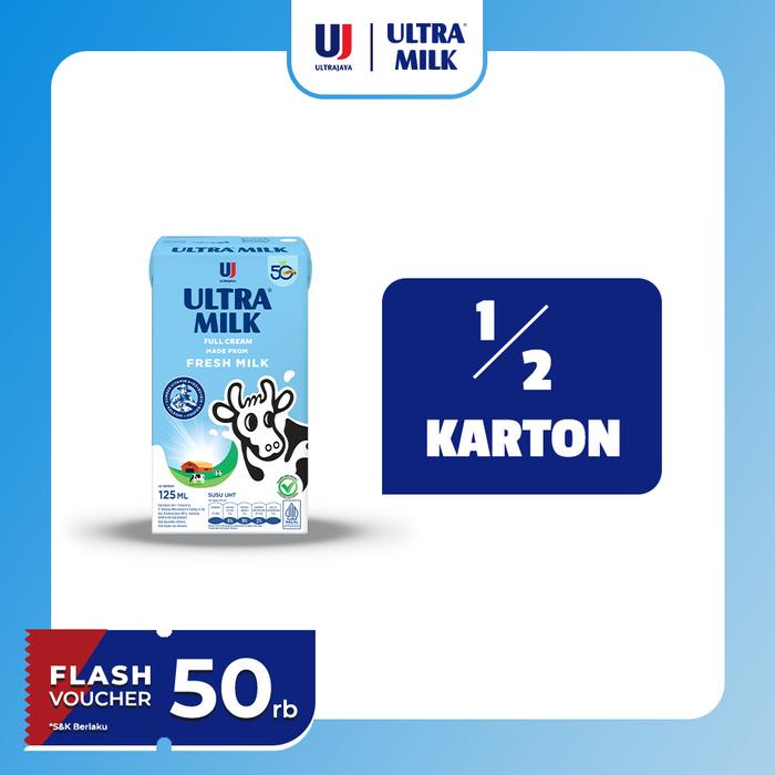 

ULTRA MILK SUSU UHT FULL CREAM 125ML 1/2 KARTON (20 PCS) TERMURAH