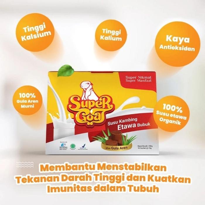 

terbaru !!! supergoat susu kambing etawa gula aren perbox isi 10 sachet promo - dairy - milk ready