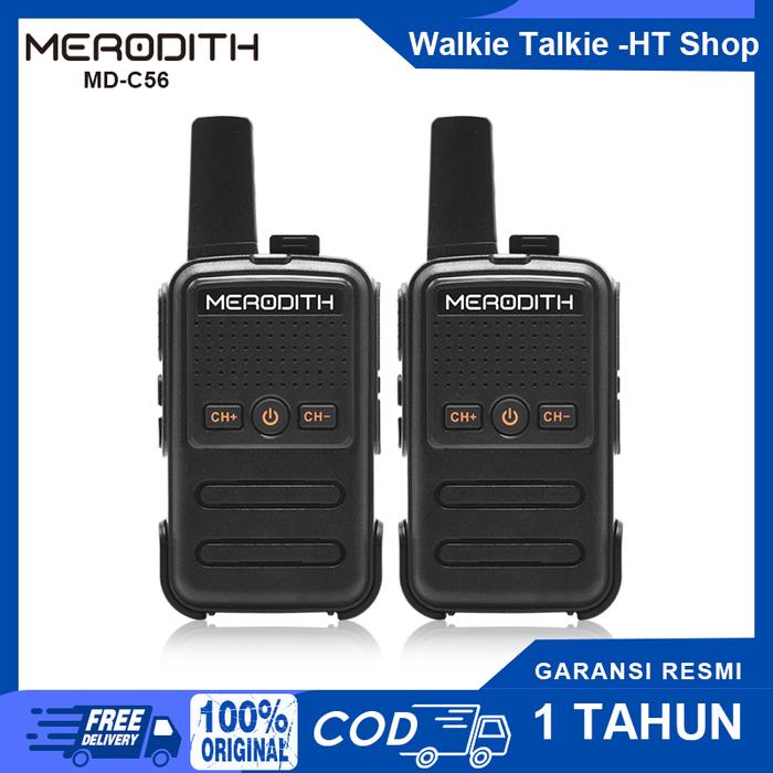 terbaru  (cod) 2 pcs walkie talkie merodith c56 - ht radio komunikasi jarak jauh, baterai tahan