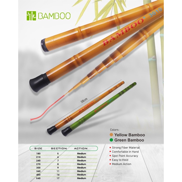 Joran Tegek Bamboo Runcing Ruas Pendek