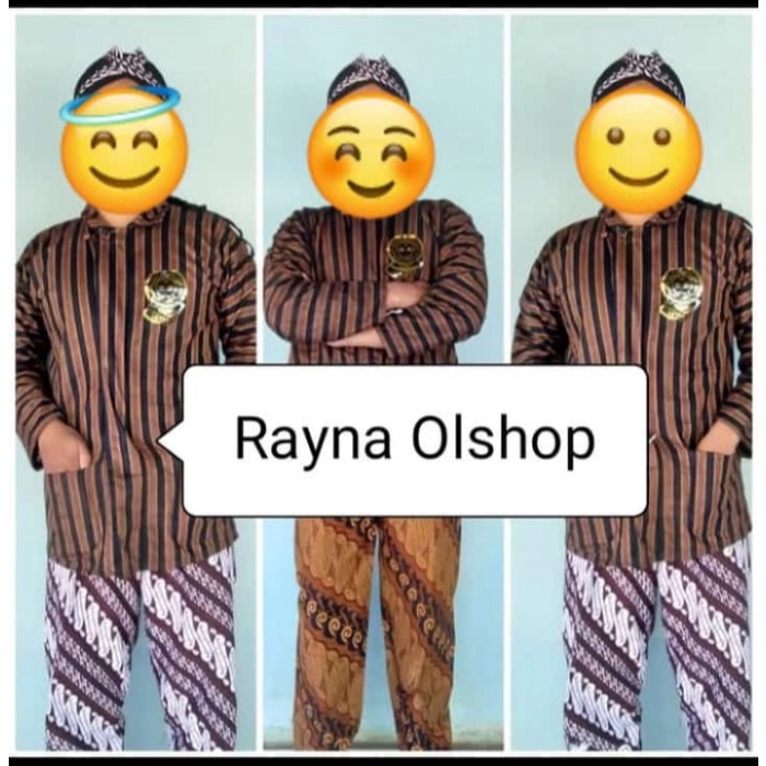 EKSLUSIF SURJAN LURIK+CELANA BATIK+BLANGKON, 1 SET LENGKAP BAJU PRIA ADAT JAWA
