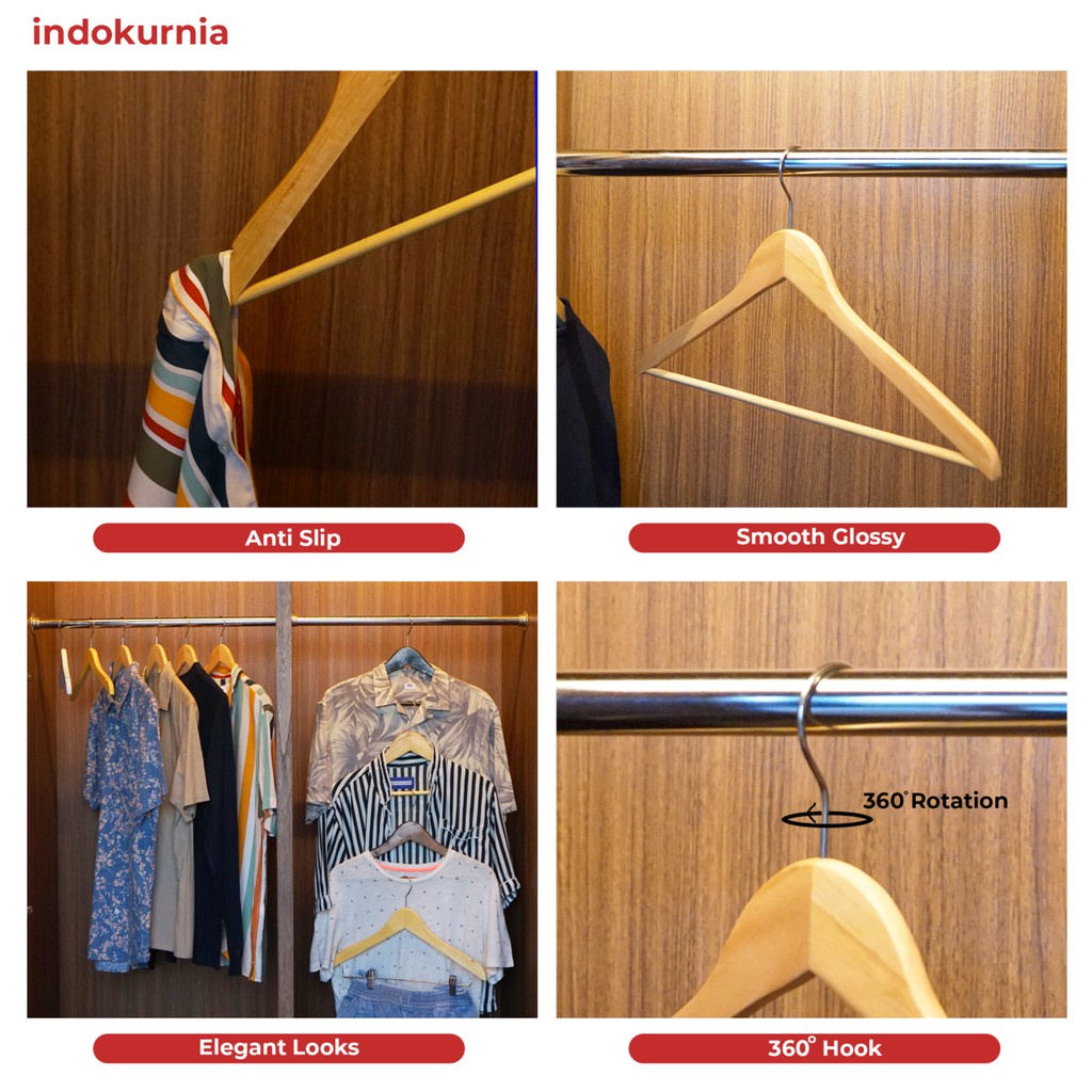 Harga Miring Indokurnia Hanger Kayu Kualitas Premium