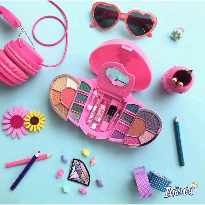 [Original] Ed.Juli2027 Amara Megical Heart Make Up Anak Set Rias Wajah Kosmetik Anak Set Lengkap