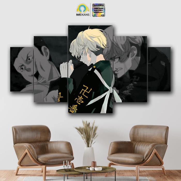 MEKANS 1 SET Pajangan Hiasan dinding TOKYO REVENGERS CHIFUYU 5pcs Poster Kayu Wall Decor