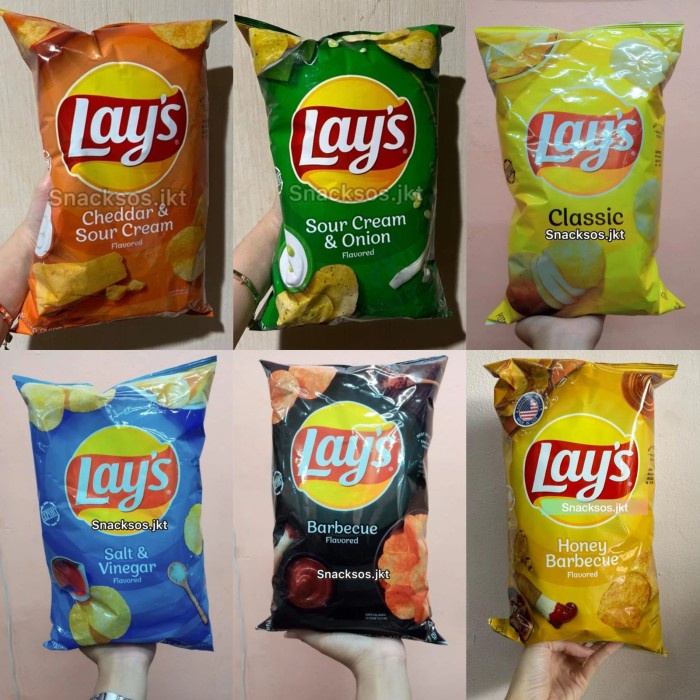 

LAYS POTATO CHIPS CLASSIC / BARBECUE / SALT AND VINEGAR- USA LAYS