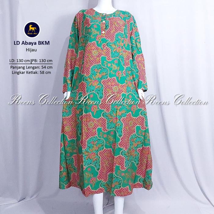 Batik Kuda Mas Longdress Abaya Jumbo Ld-130Cm Daster Lengan Panjang Semata Kaki 3 Kancing Depan