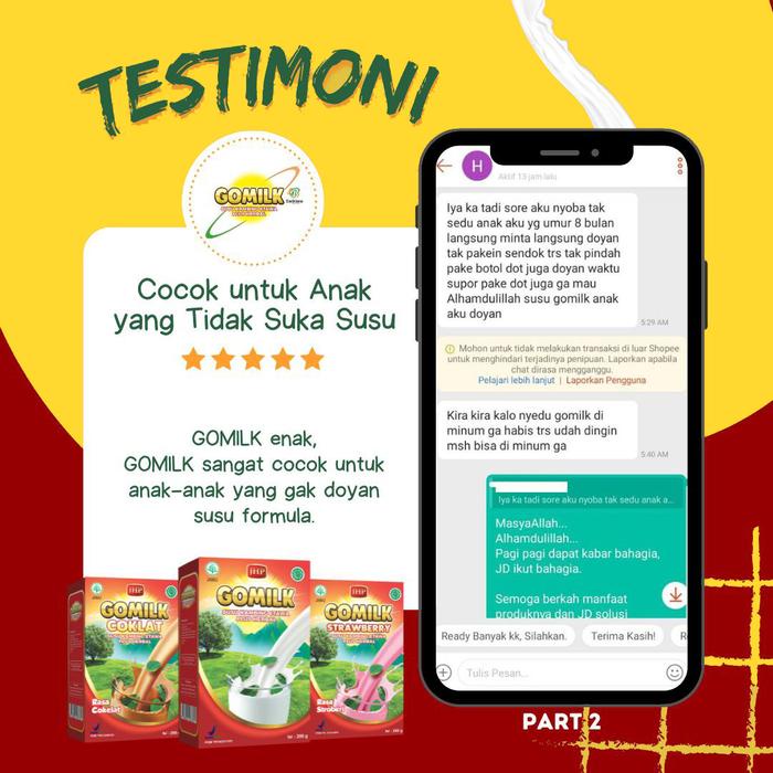 

PAKET GOMILK Susu Kambing Etawa Plus Herbal Rasa Original Coklat Stroberi - 200gr - Bubuk, Dairy