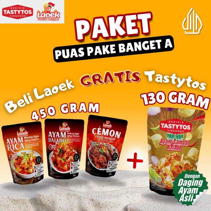 

Paket Puas Pake Banget A ( 3 lauk Ayam Rica, Ayam Balado, Cemon + 1 Tasty tos Ayam Sambal Balado)
