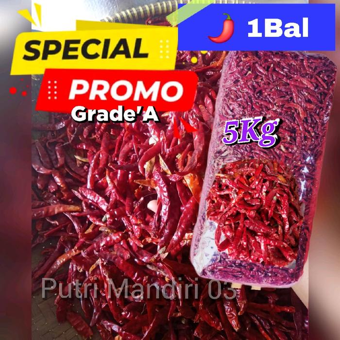 

5KG PREMIUM CABE RAWIT TEJA KERING SUPER PEDAS UNTUK BUMBU DLL. 1BAL ISI 5KG Merah cabai halal Food
