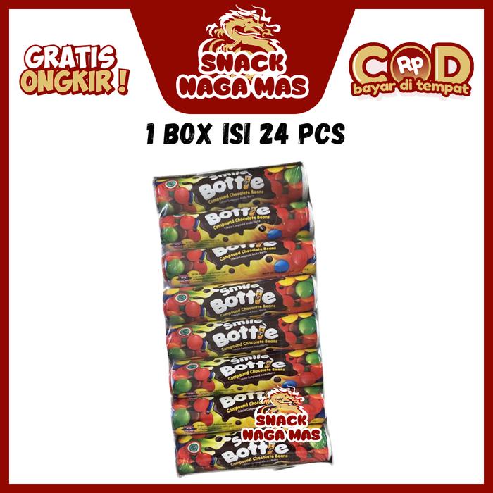

COKLAT SMILE BOTTLE COKLAT COMPUND BUTIR [1 BOX ISI 24 PCS] Permen Chocolate