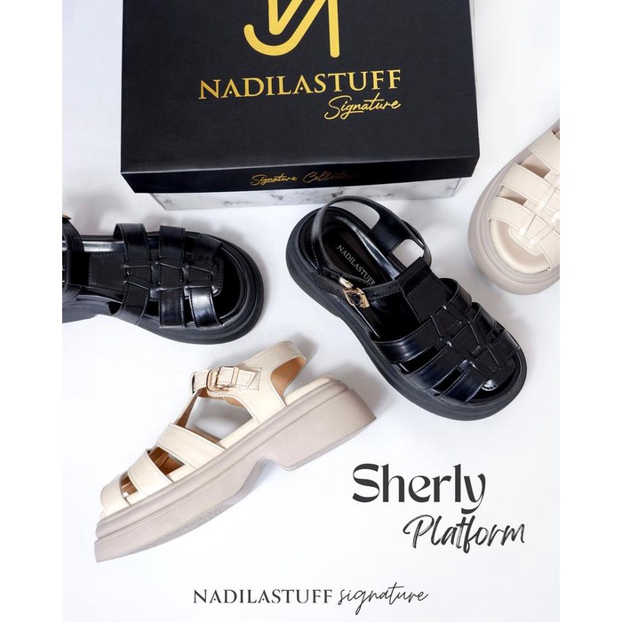 

Nadilastuff Signature Sherly Platform Sandal Wanita Hak Ringan Sendal