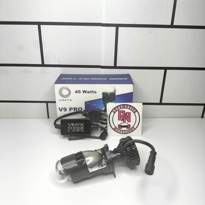 Gercep Lampu Headlamp Projector Mini Lens H4 V9 Pro Vinyx Cut Off Flat